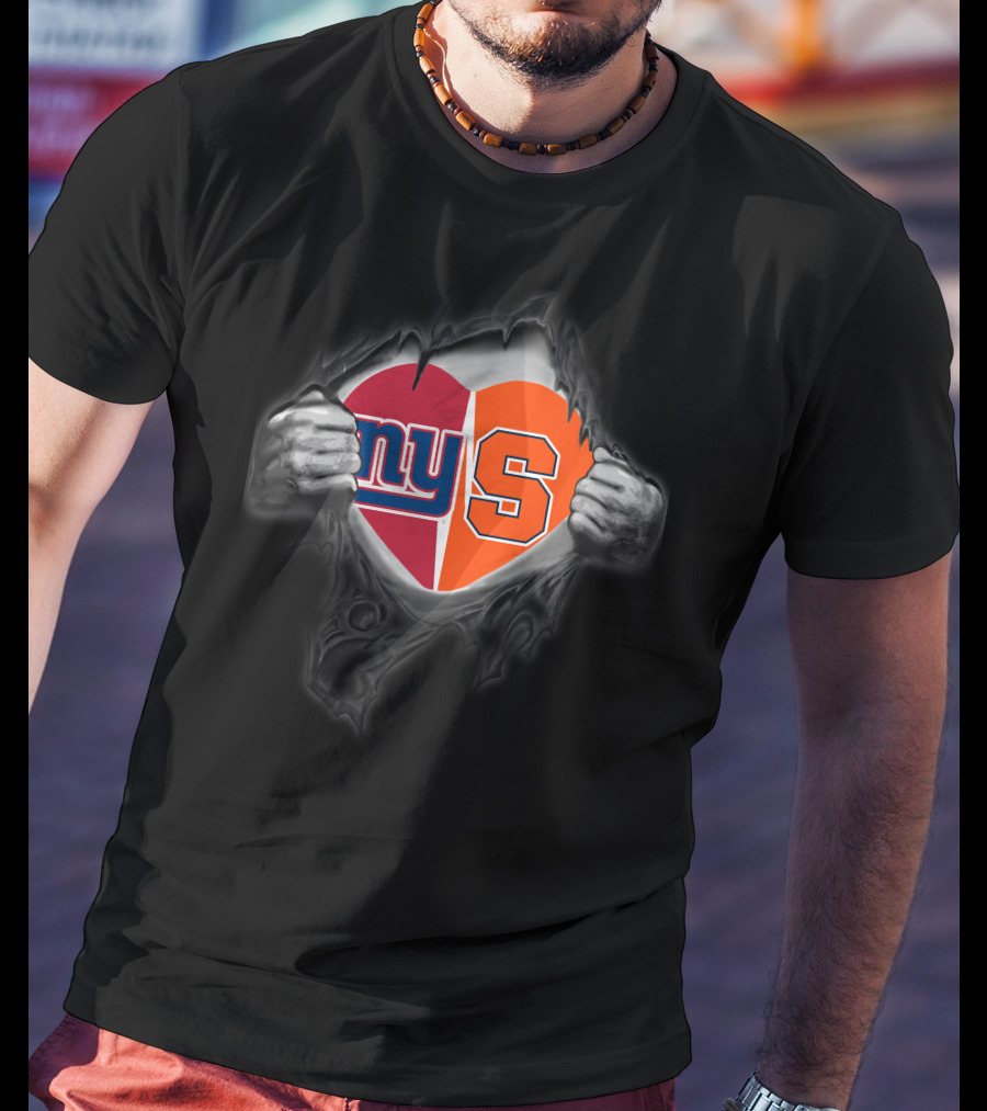 New York Giants Syracuse Orange Heart T-Shirt