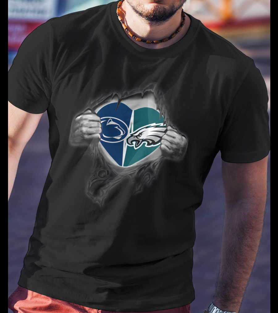 Philadelphia Eagles Penn State Heart Logo Combo T-Shirt