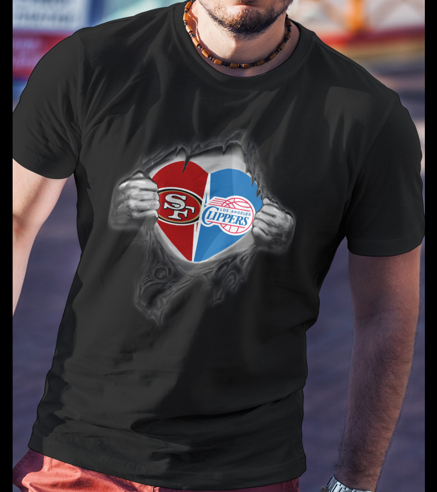 Sf 49ers Los Angeles Clippers Heart Logo Fan Pride T-Shirt