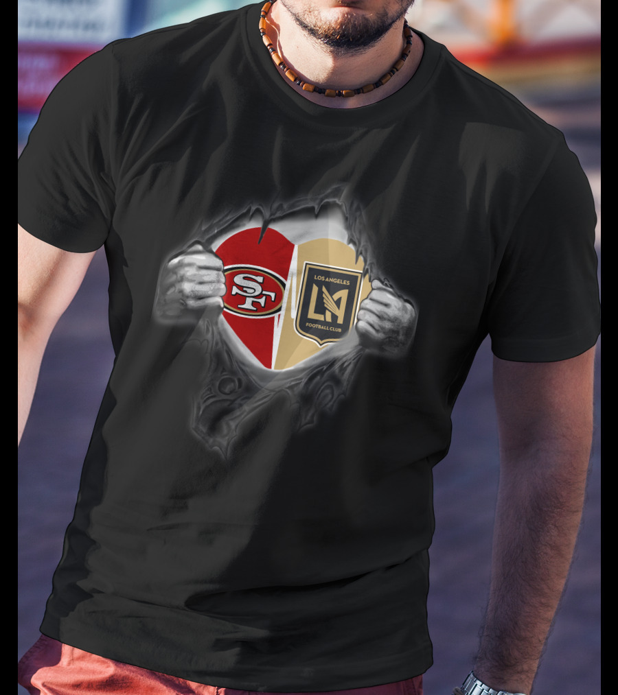 Sf 49ers Los Angeles Fc Heart Logo Fan Unity T-Shirt