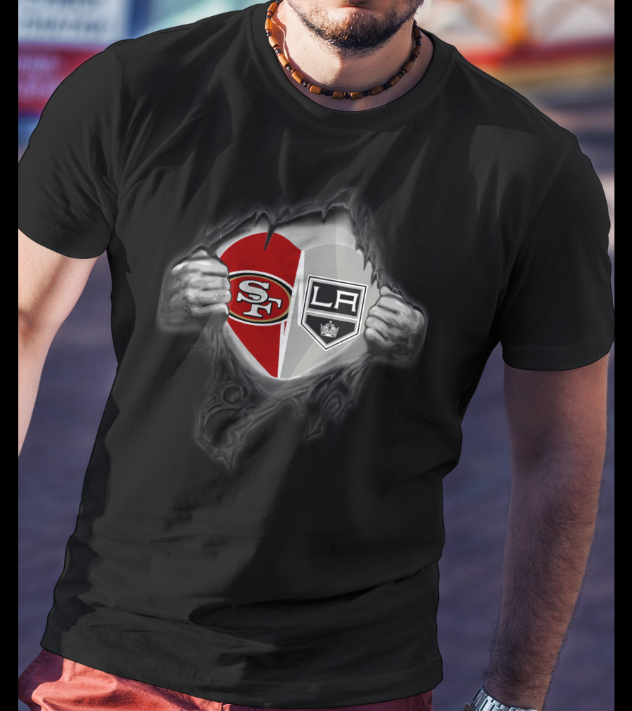 Sf 49ers Los Angeles Kings Heart Logos T-Shirt