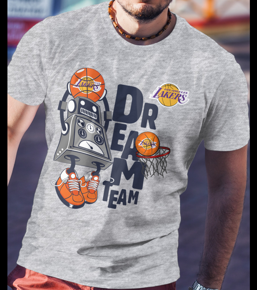 Los Angeles Lakers Dream Team Basketball Robot T-Shirt