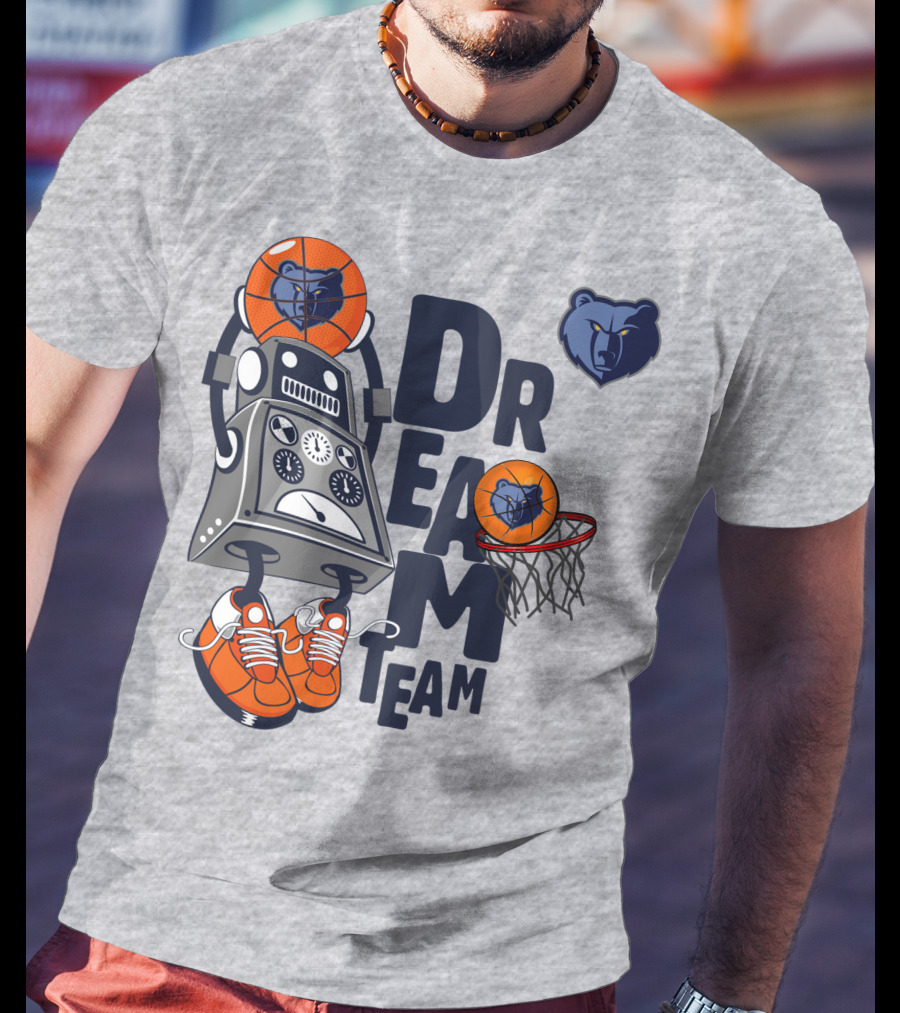 Memphis Grizzlies Dream Team Robot With Basketball And Bear T-Shirt