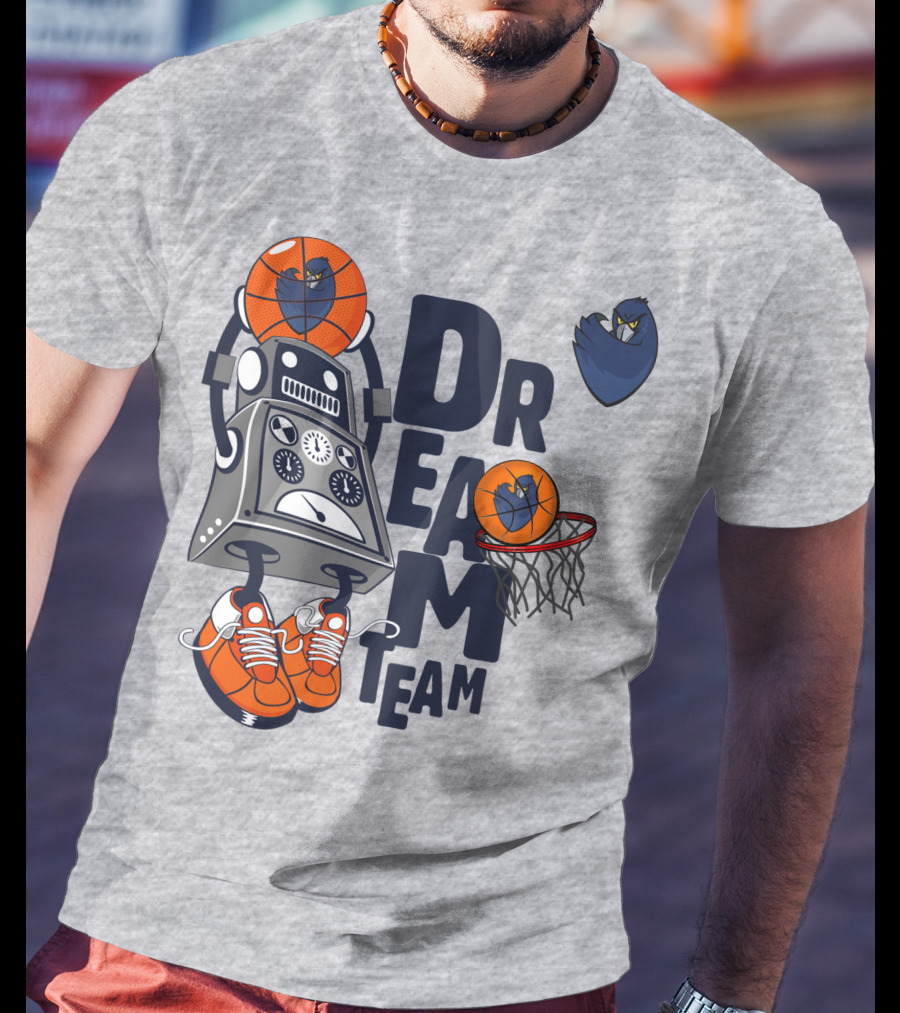 Monmouth Basketball Robot Team With Owl Hoop T-Shirt