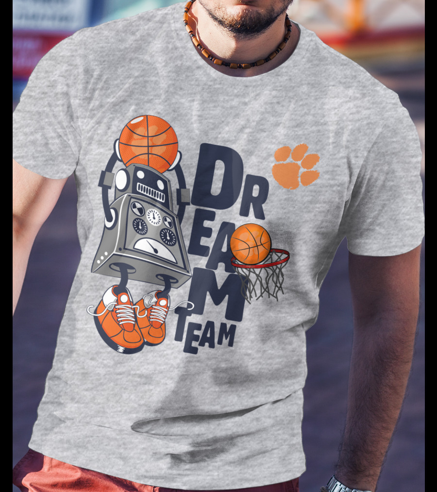 Clemson Dream Team Basketball Robot And Paw Print T-Shirt
