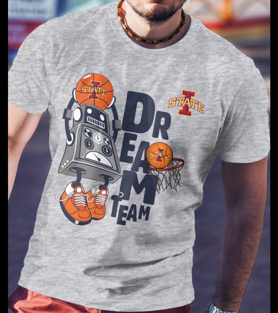 Lowa State Dream Team Basketball Robot And Hoop T-Shirt