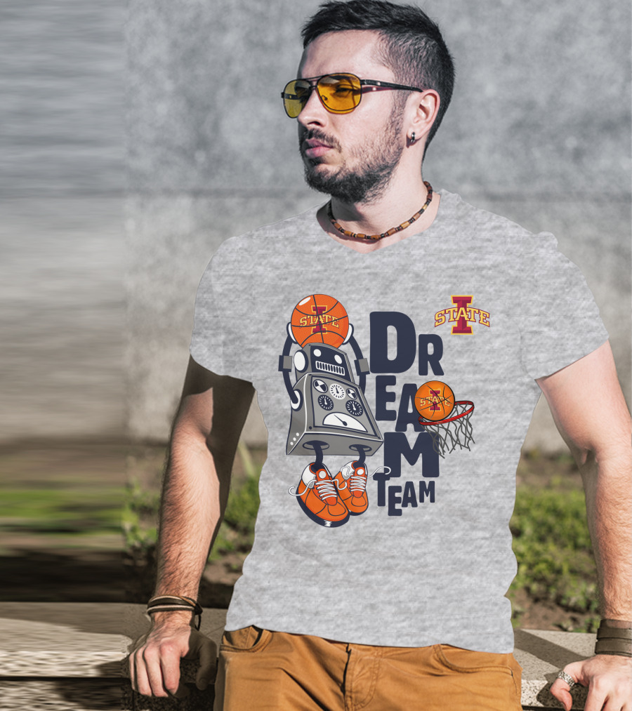 Lowa State Dream Team Basketball Robot And Hoop T-Shirt