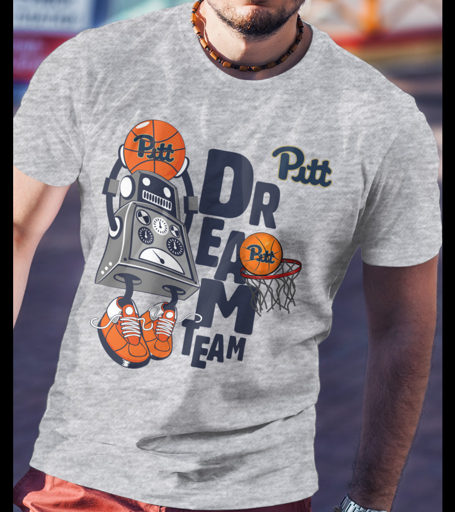 Pitt Basketball Robot Dream Team With Sneakers And Hoop T-Shirt