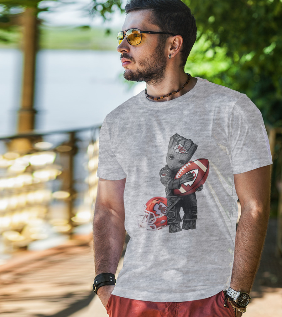 Kansas City Chiefs Baby Groot Football Helmet T-Shirt