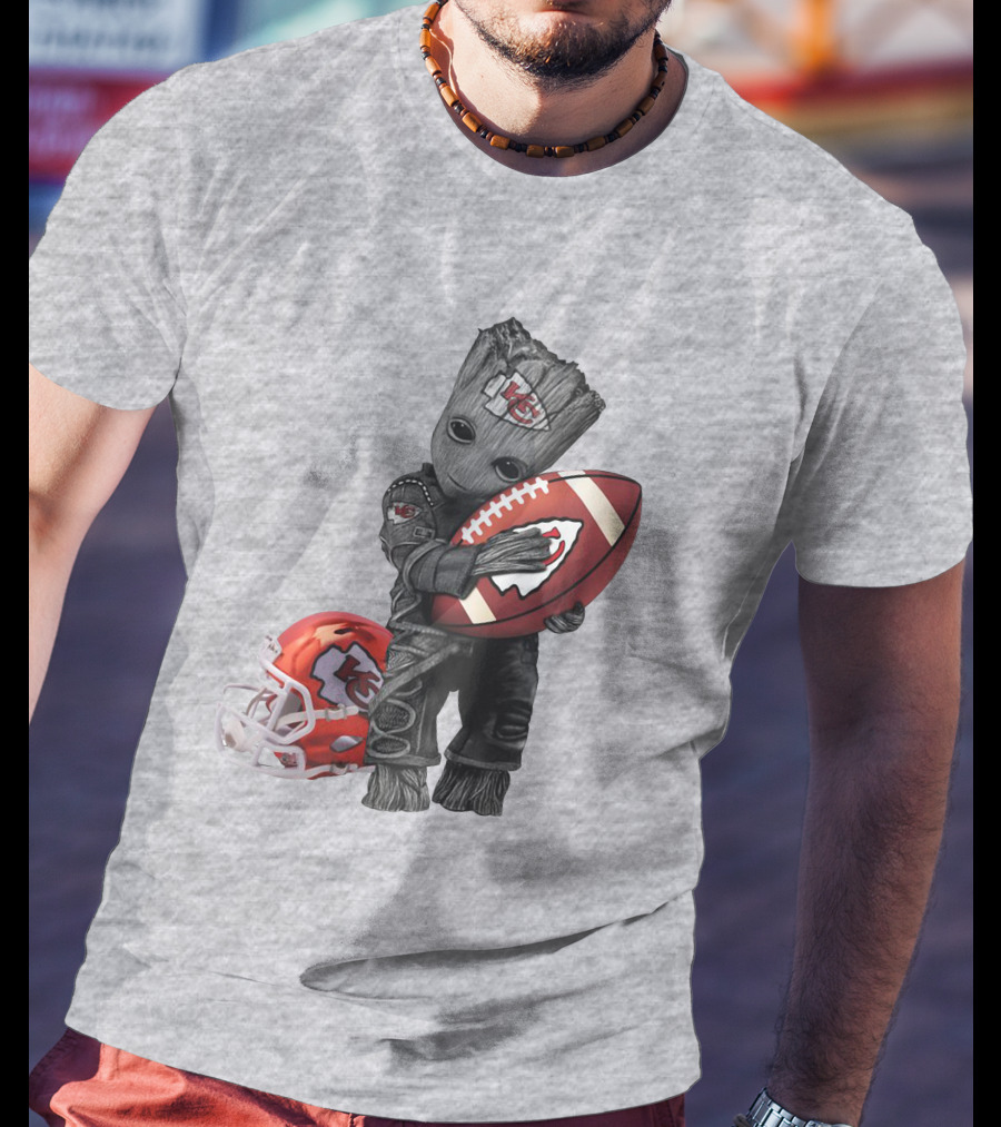 Kansas City Chiefs Baby Groot Football Helmet T-Shirt