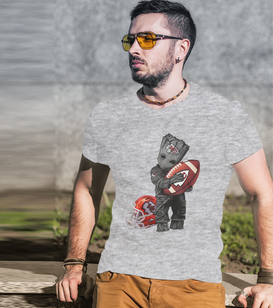 Kansas City Chiefs Baby Groot Football Helmet T-Shirt
