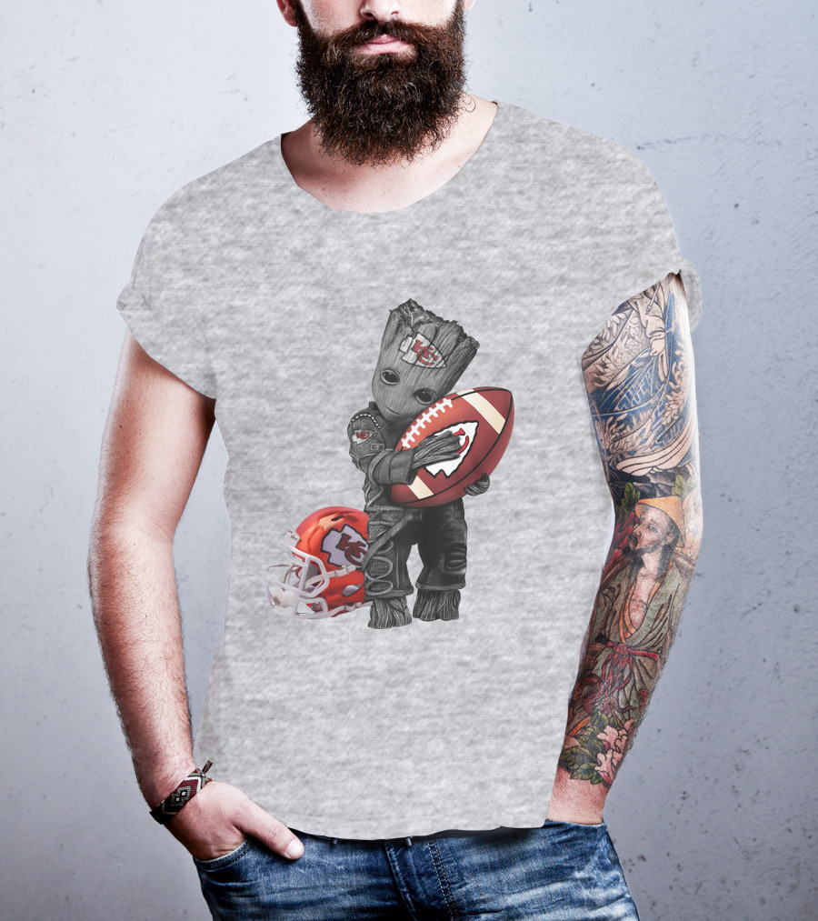 Kansas City Chiefs Baby Groot Football Helmet T-Shirt