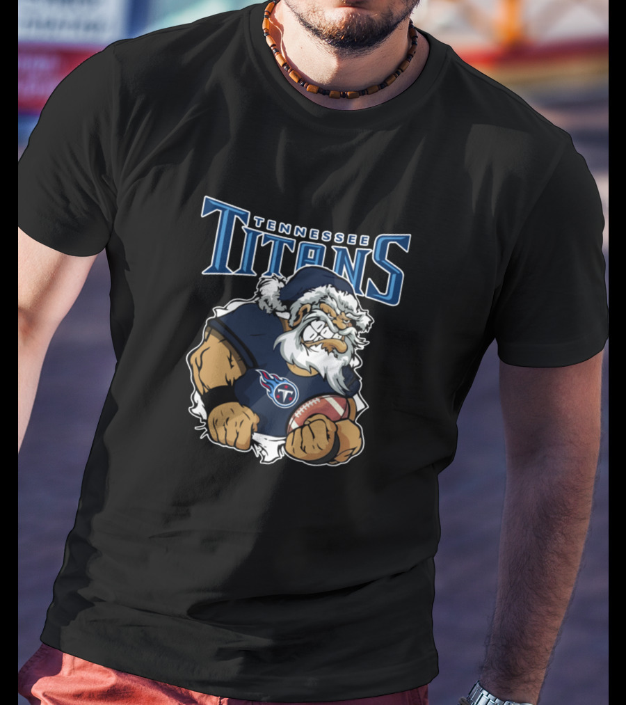Tennessee Titans Santa Football Mascot T-Shirt