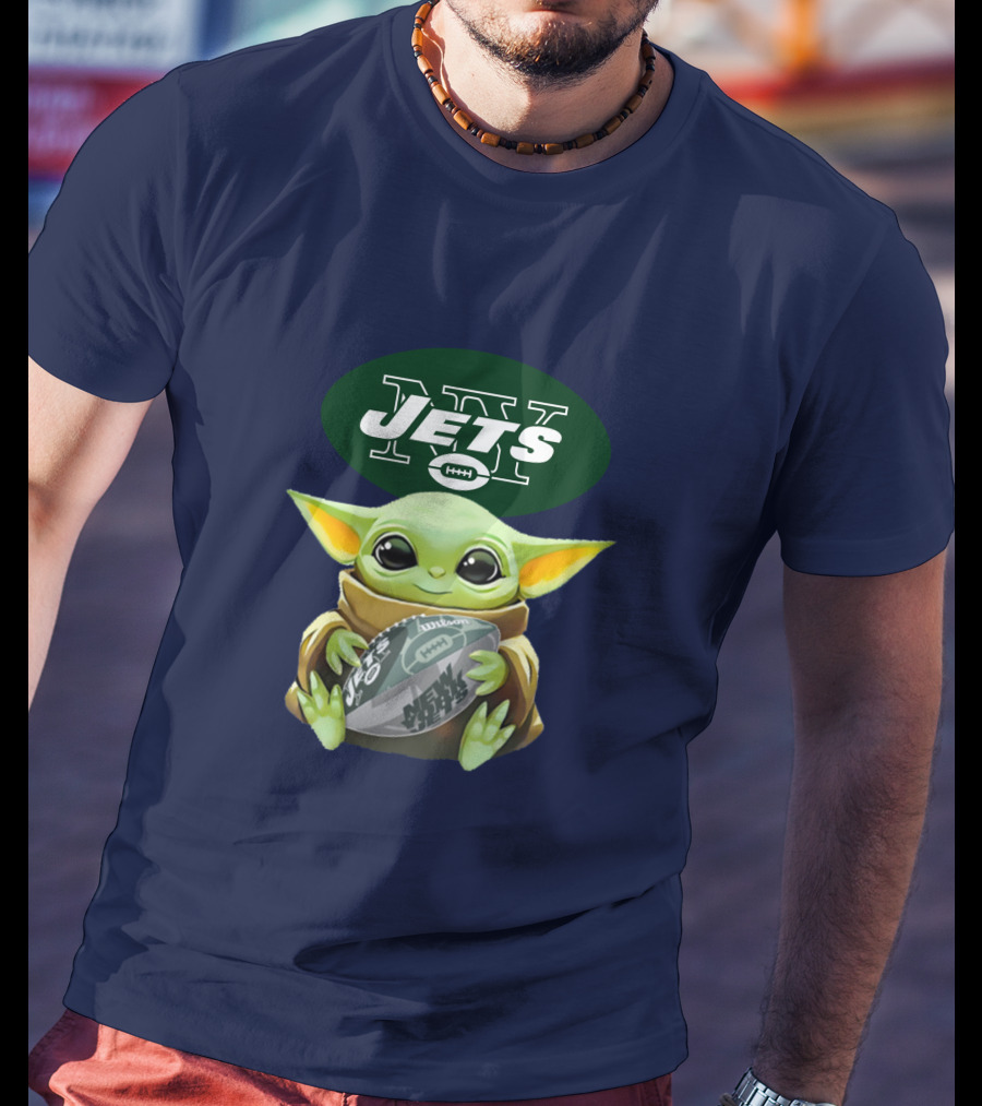 Jets Baby Yoda Holding Football New York T-Shirt