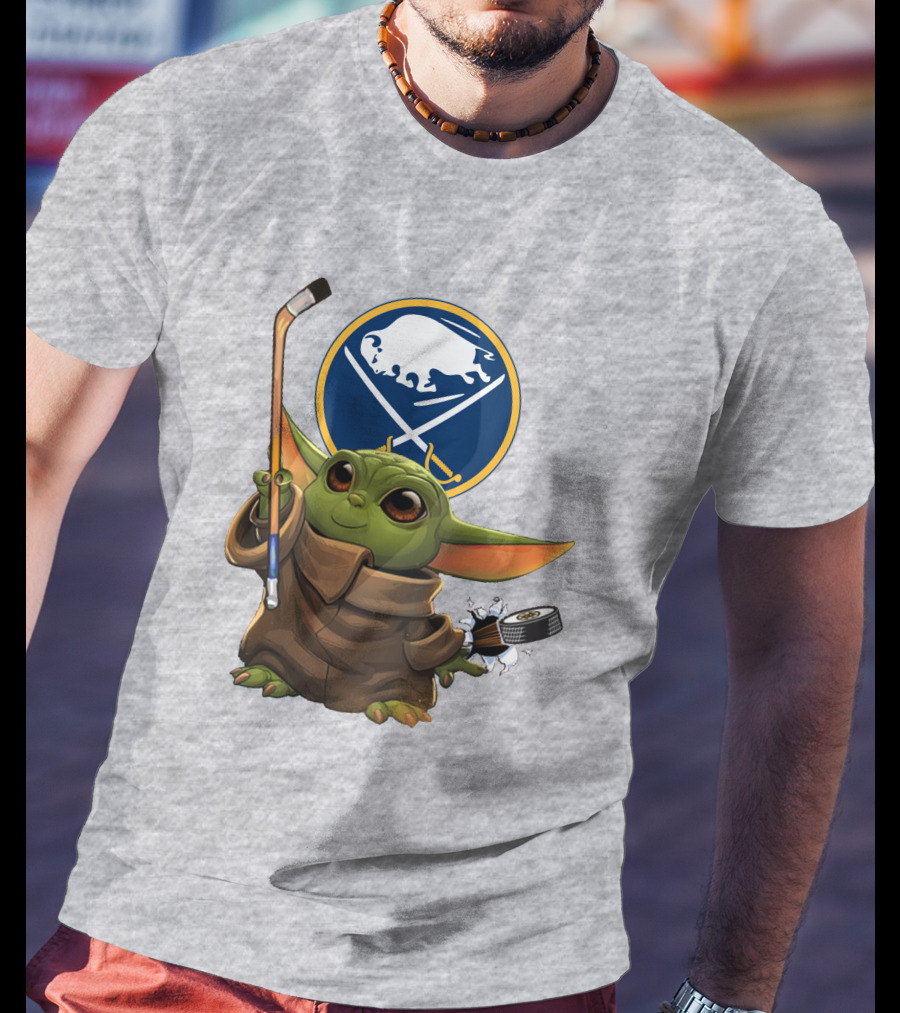 Buffalo Sabres Baby Yoda Hockey Stick And Puck T-Shirt