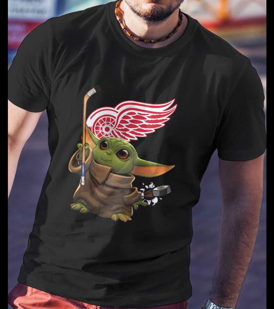 Detroit Red Wings Baby Yoda Hockey T-Shirt