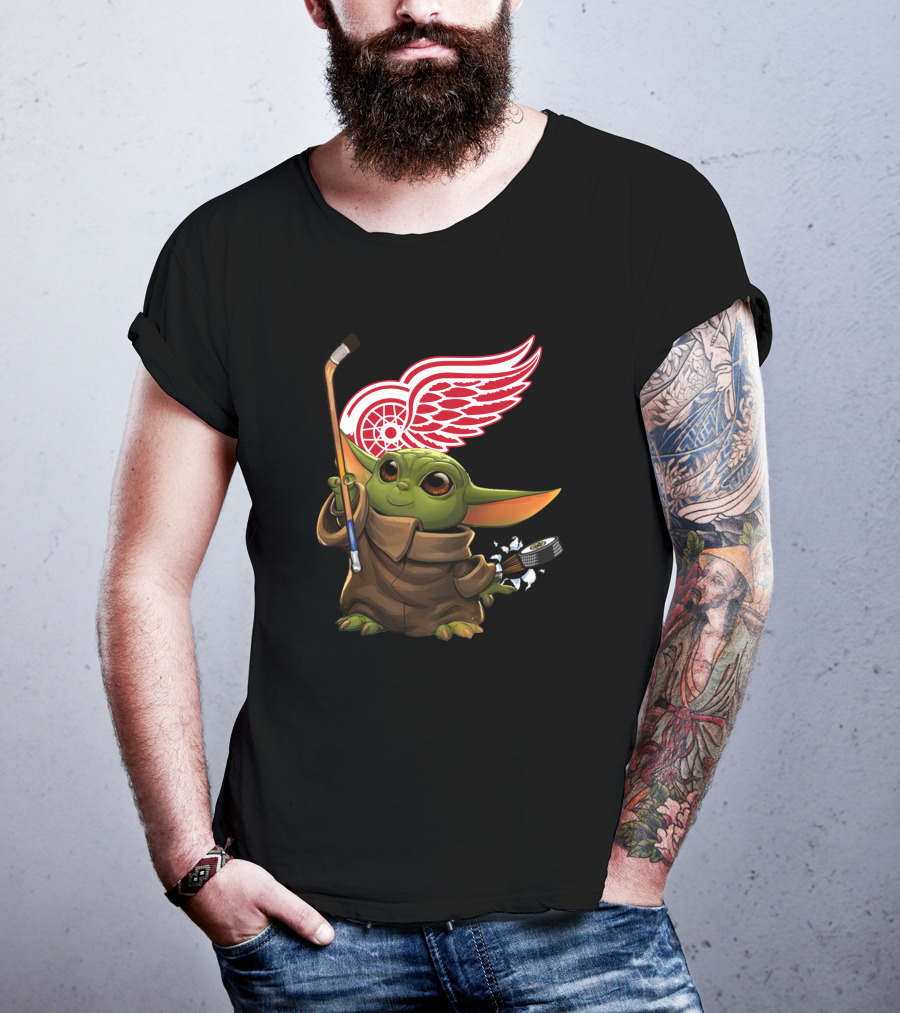 Detroit Red Wings Baby Yoda Hockey T-Shirt