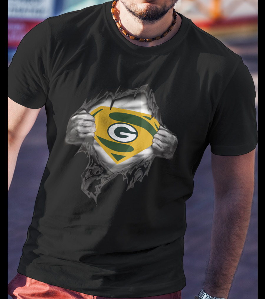 Packers G Super Hero Symbol Ripped Chest T-Shirt
