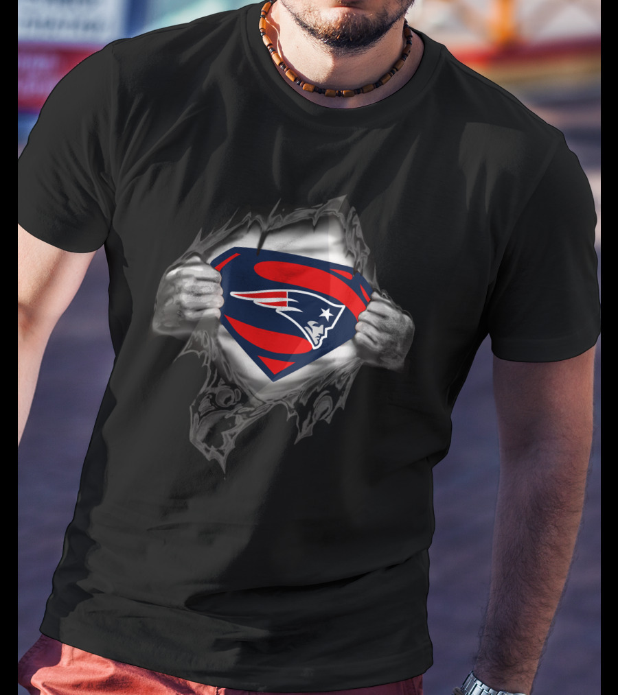 Patriots Superman Logo Fusion Official NFL Superhero Crossover T-Shirt