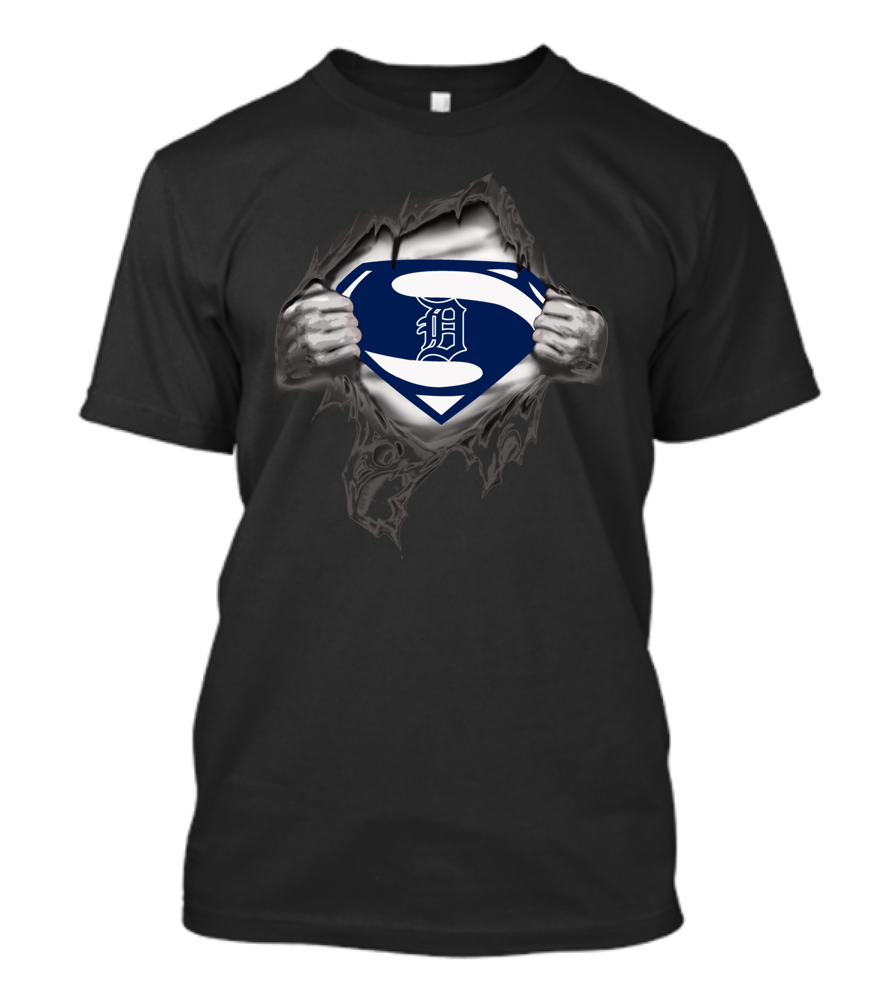 Detroit D Superhero Logo Inside Torn Chest T-Shirt
