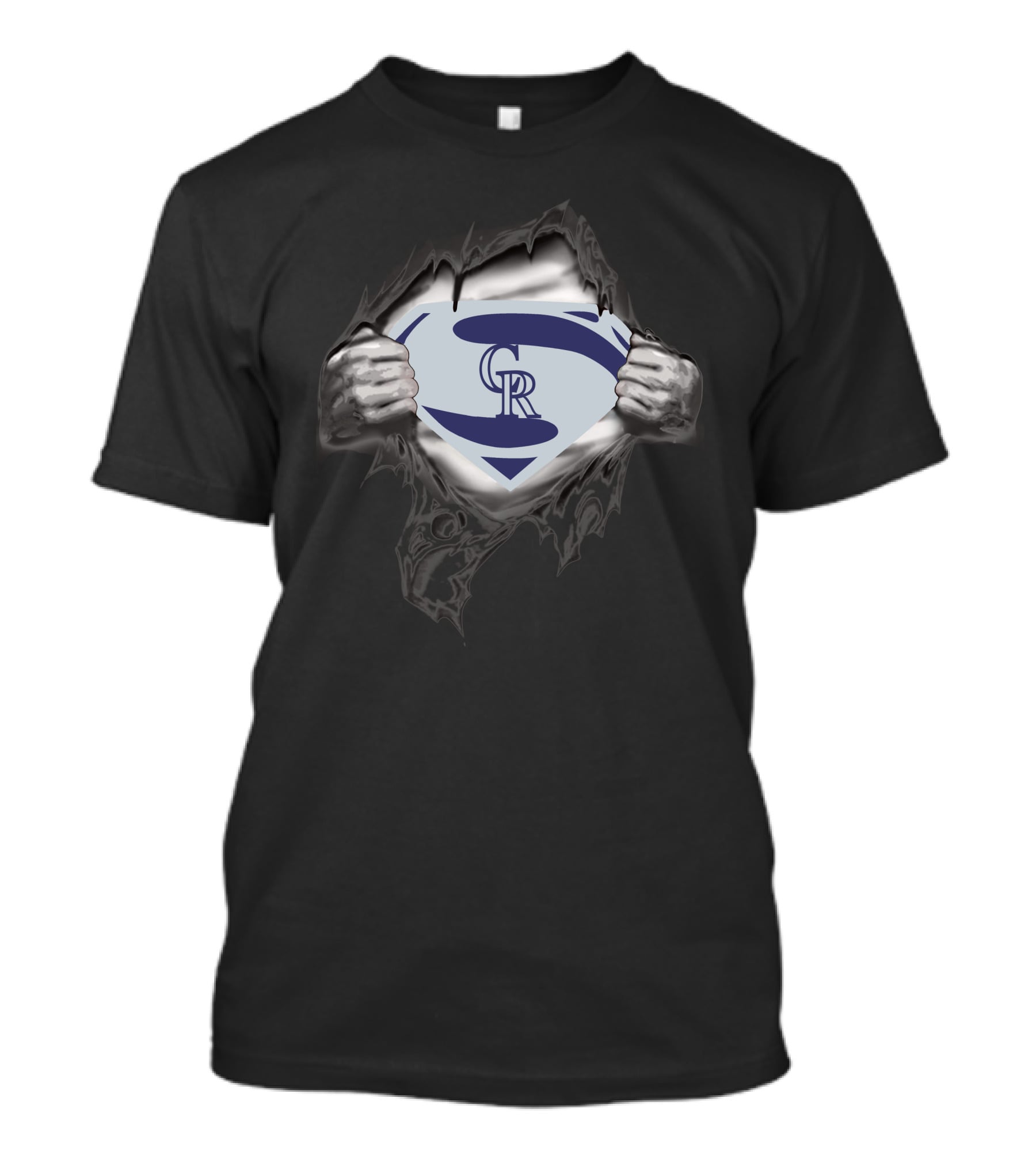 Colorado Rockies Super Man Logo Emblem Rip T-Shirt