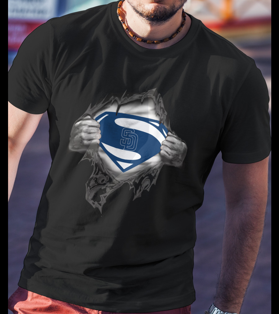 Superman Sd Logo San Diego Padres Tear T-Shirt