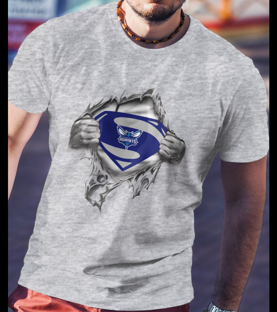 Charlotte Hornets Superman Logo Burst T-Shirt