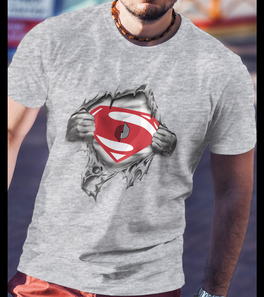Portland Trail Blazers Superman Logo Breakthrough T-Shirt