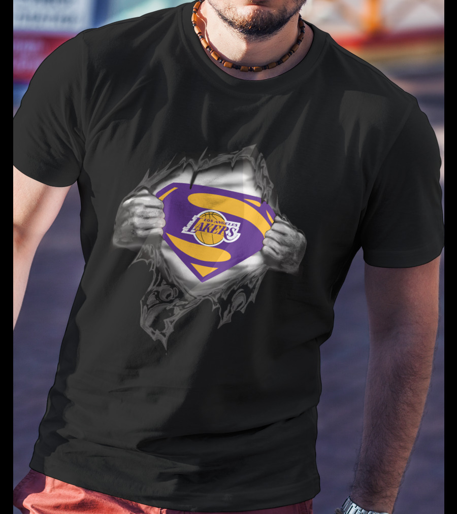 Los Angeles Lakers Superman Logo Basketball Superhero T-Shirt