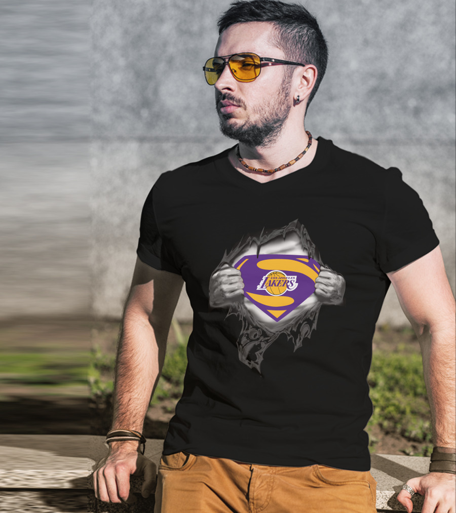 Los Angeles Lakers Superman Logo Basketball Superhero T-Shirt