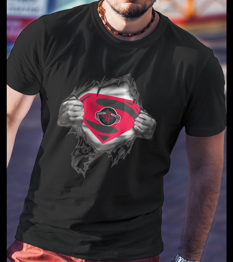 Houston Rockets Superman Logo Basketball T-Shirt