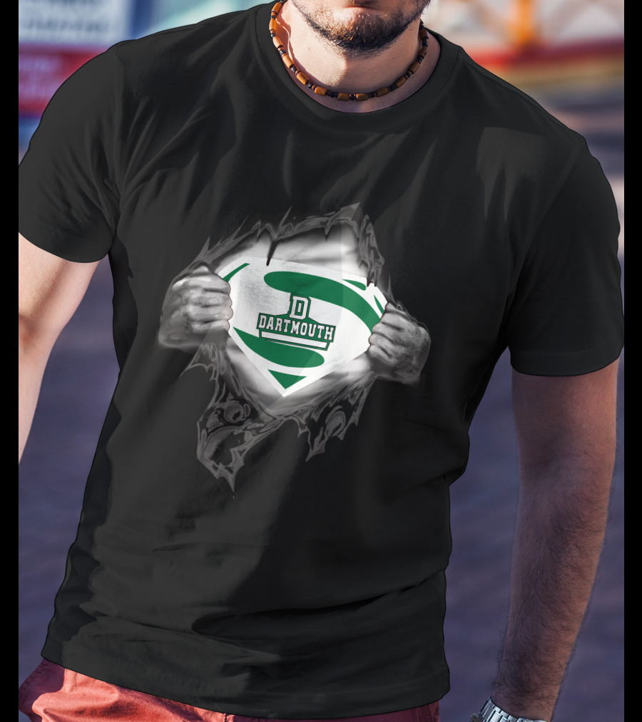 Dartmouth Super D Logo Shield Ripping Through T-Shirt