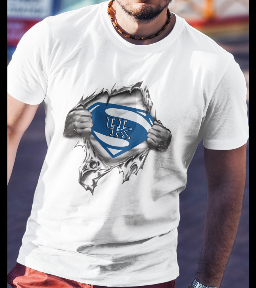 UK Superman Logo Kentucky Graphic Blue Shield T-Shirt