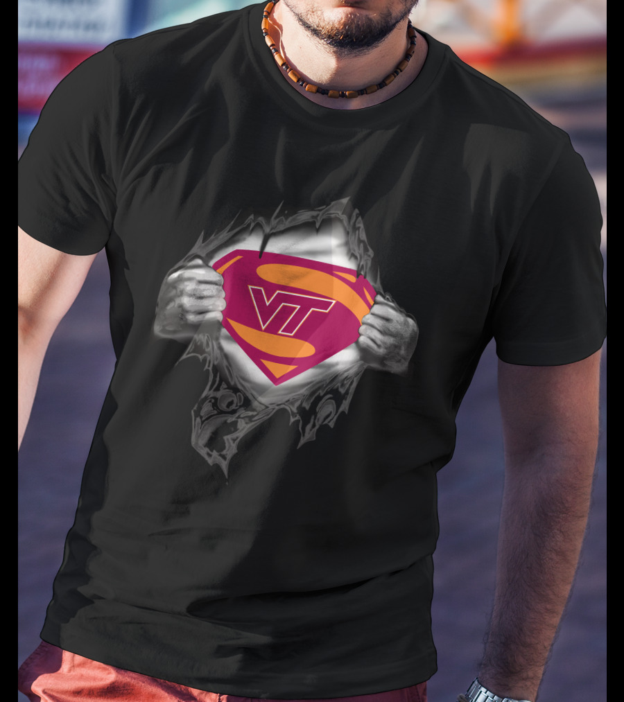Virginia Tech VT Superman Logo Mashup T-Shirt