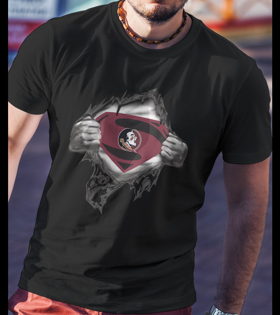 Florida State Seminoles Superman Logo Emblem Tear Effect T-Shirt