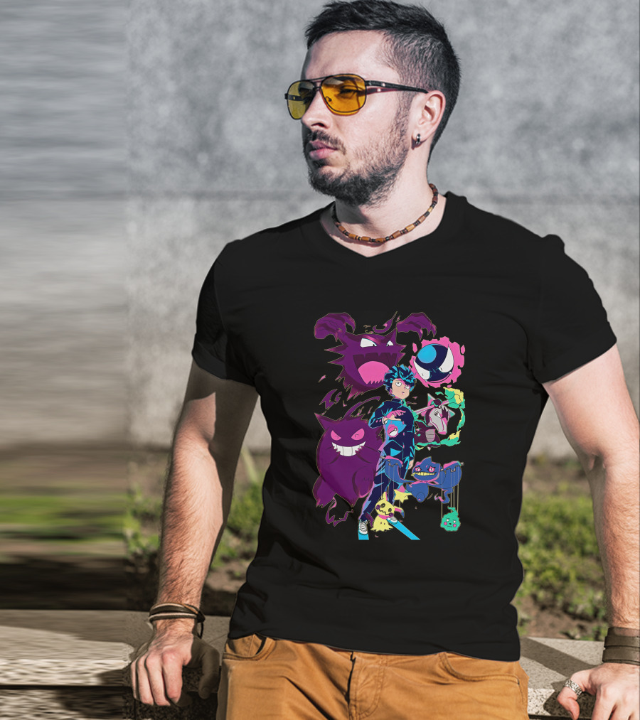 Jelly89 Limitee Pokemob Anime Character With Ghostly Creatures T-Shirt