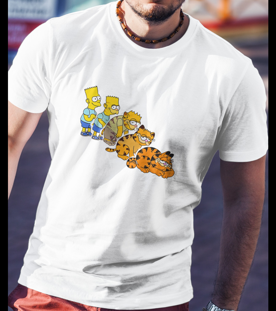 Bart Simpson Garfield Evolution Steps T-Shirt