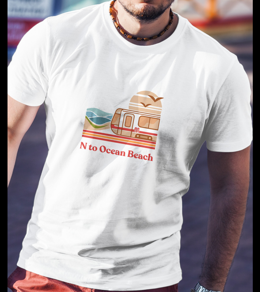 Chrisarvinsf N To Ocean Beach Tram With Scenic Coastline T-Shirt
