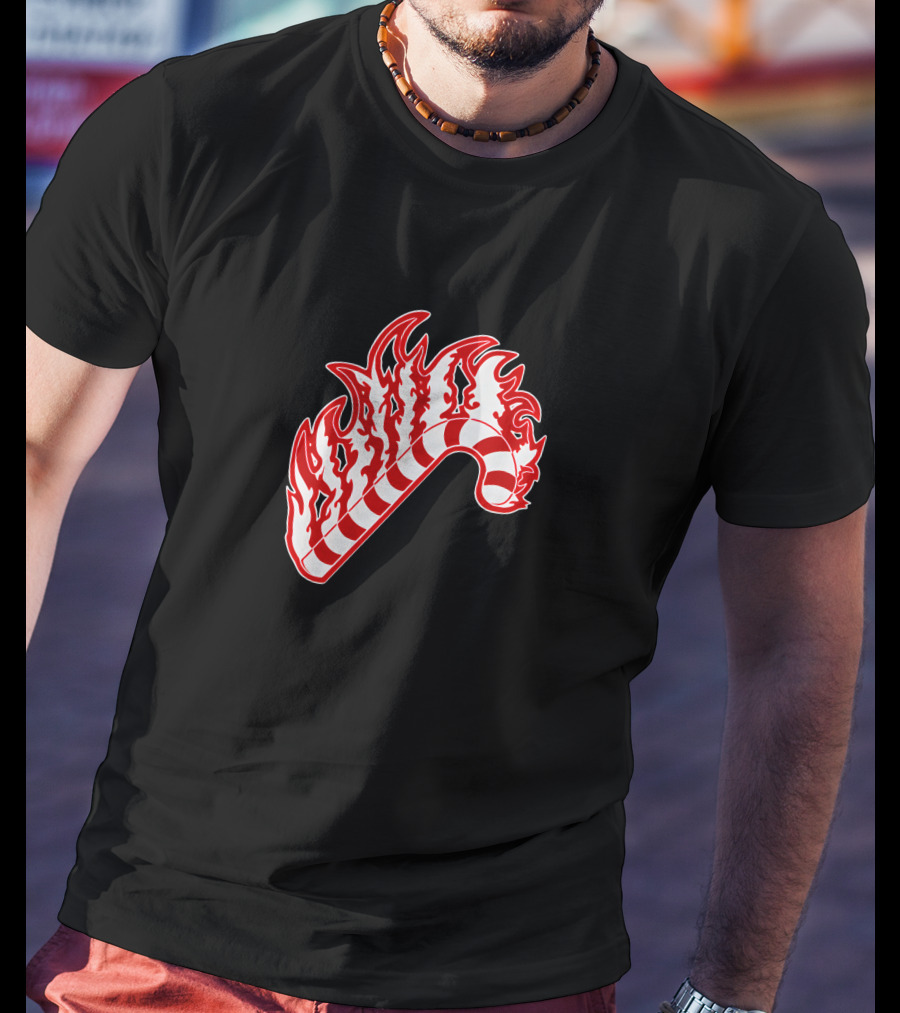 Sapnap Merch Holiday Candy Cane Flaming T-Shirt