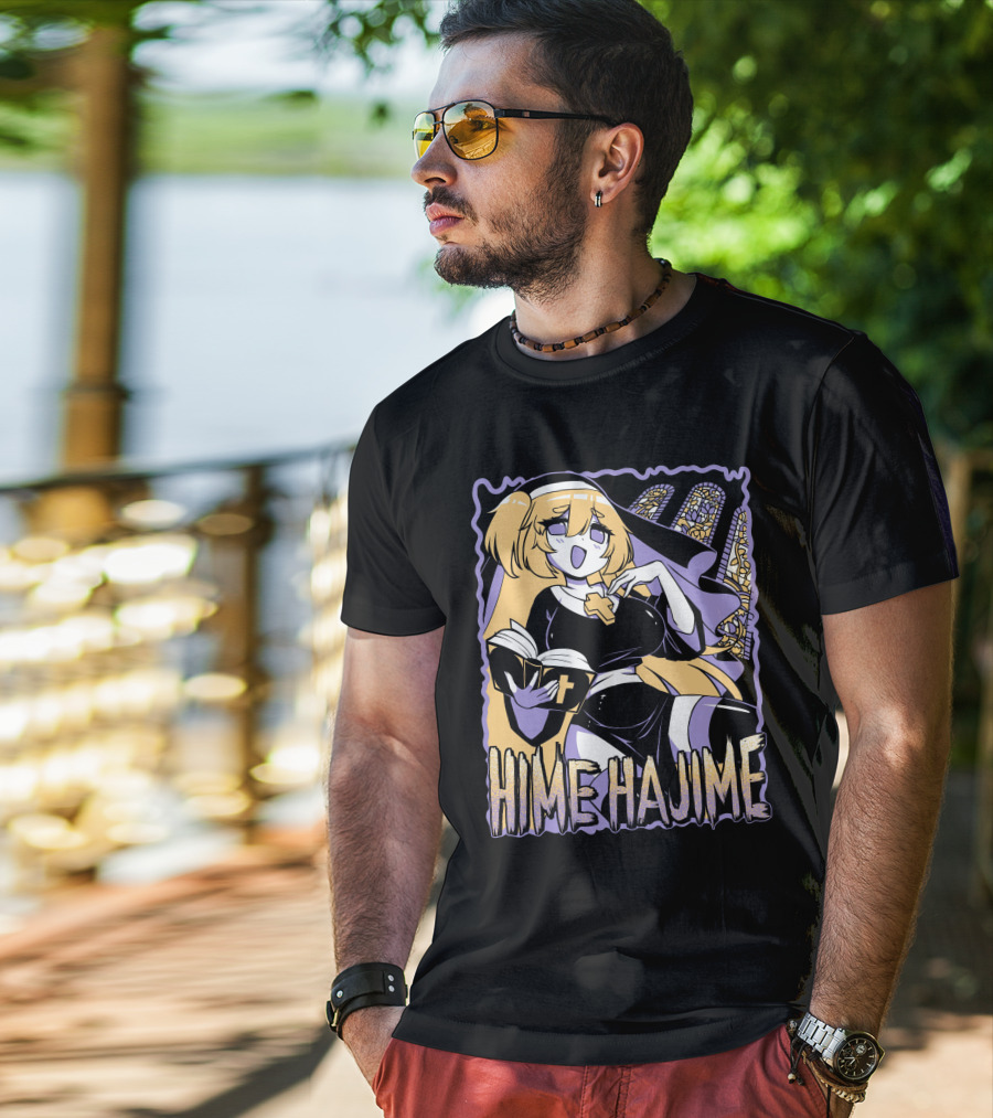 Hime Hajime Vtuber Halloween Nun Cross Book Stained Glass T-Shirt