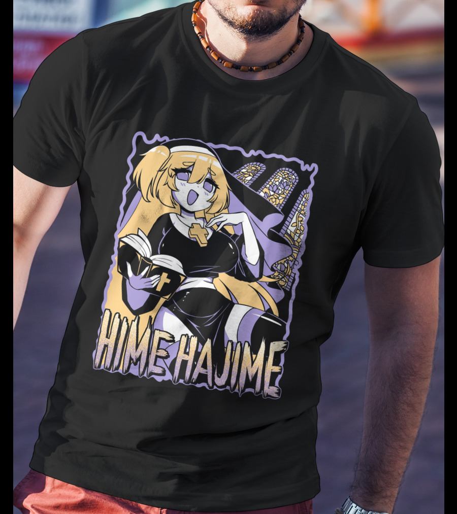 Hime Hajime Vtuber Halloween Nun Cross Book Stained Glass T-Shirt