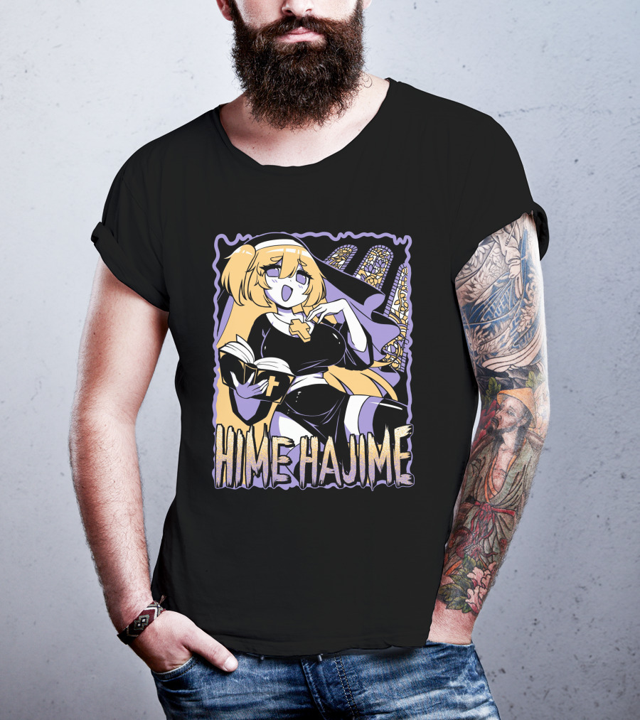 Hime Hajime Vtuber Halloween Nun Cross Book Stained Glass T-Shirt