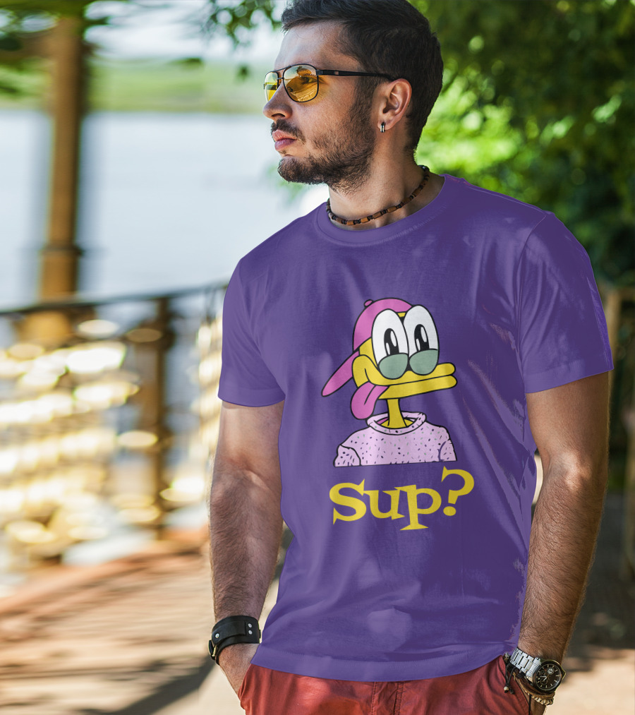 Nft Sup Ducks Purple Background Retro Cartoon T-Shirt