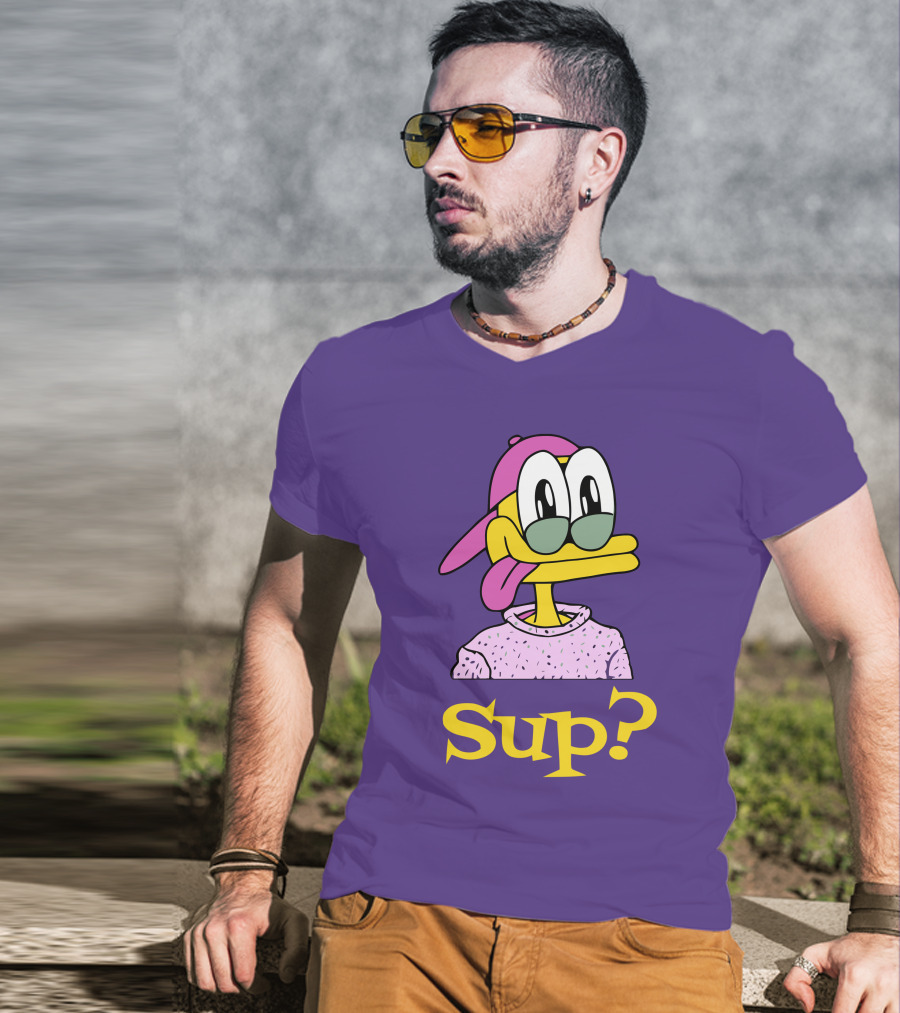 Nft Sup Ducks Purple Background Retro Cartoon T-Shirt