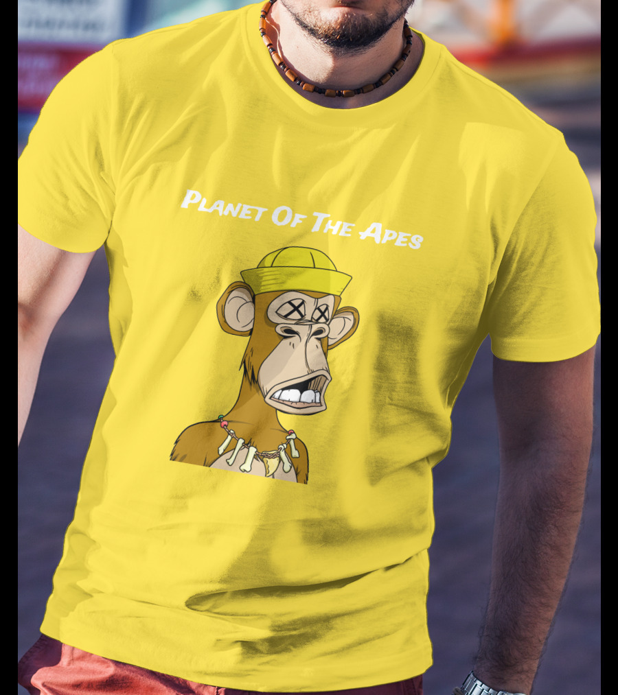 Planet Of The Apes NFT Style Yellow Hat Cross-Eyed Ape T-Shirt