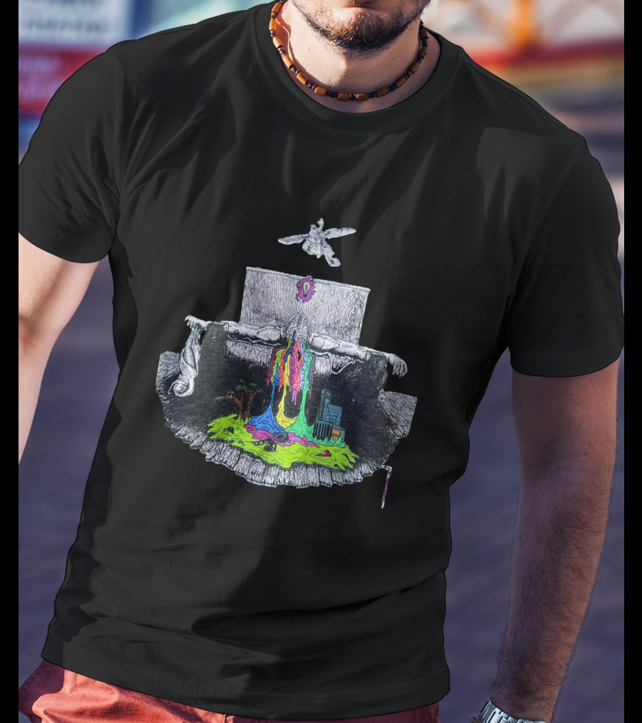 For His Birthday Self Titled Psychedelic Colorful Melting Figure And Surreal Landscape T-Shirt