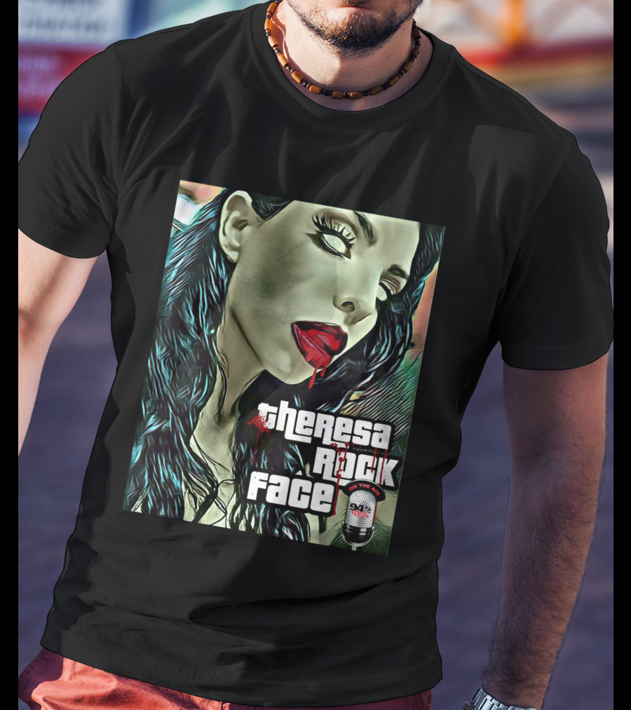 Theresa Rock Face Zombie Face 94.3 Radio Halloween Ram T-Shirt