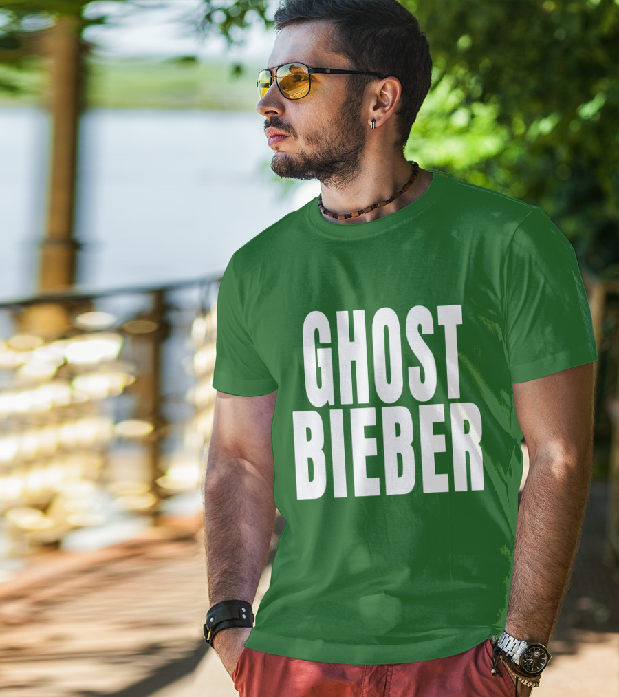 Shop Justin Bieber Music Ghost Bieber Crewneck T-Shirt