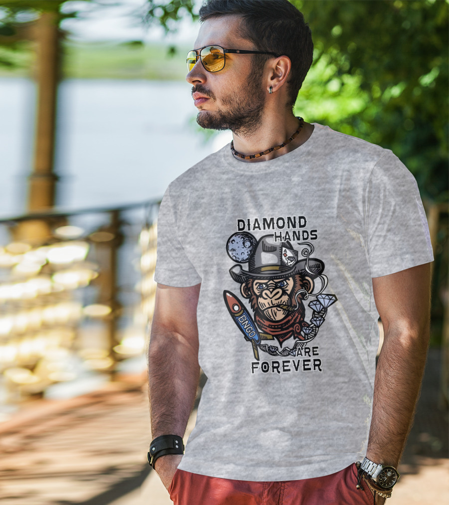 Diamond Hands Are Forever Bngo Ape Cowboy Space Rocket T-Shirt
