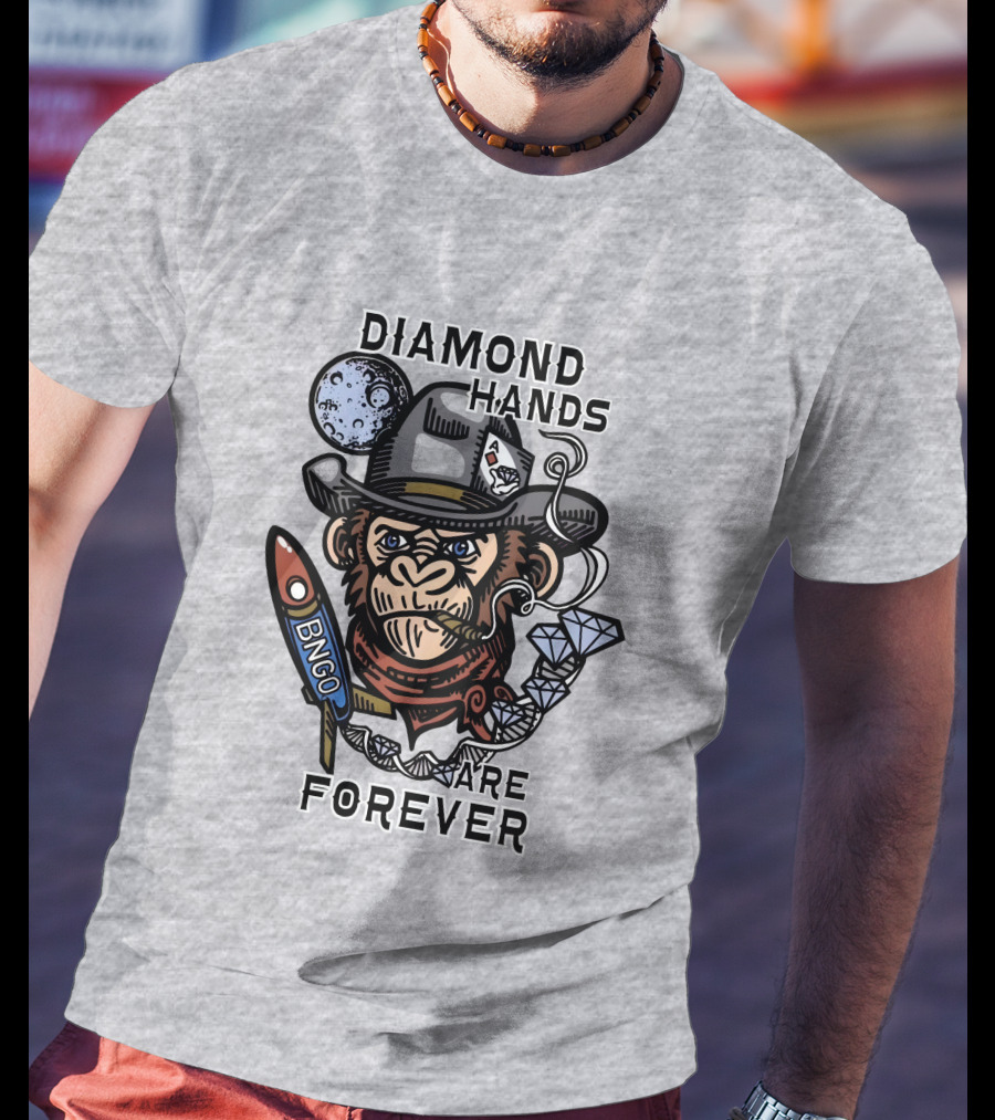 Diamond Hands Are Forever Bngo Ape Cowboy Space Rocket T-Shirt
